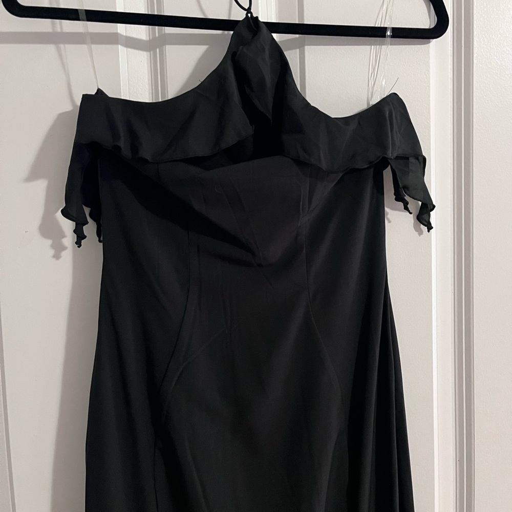 Oh Polly Black Ruffled Evening Gown - Picture 5 of 6